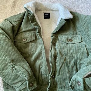 Green Corduroy Sherpa-Lined Jacket